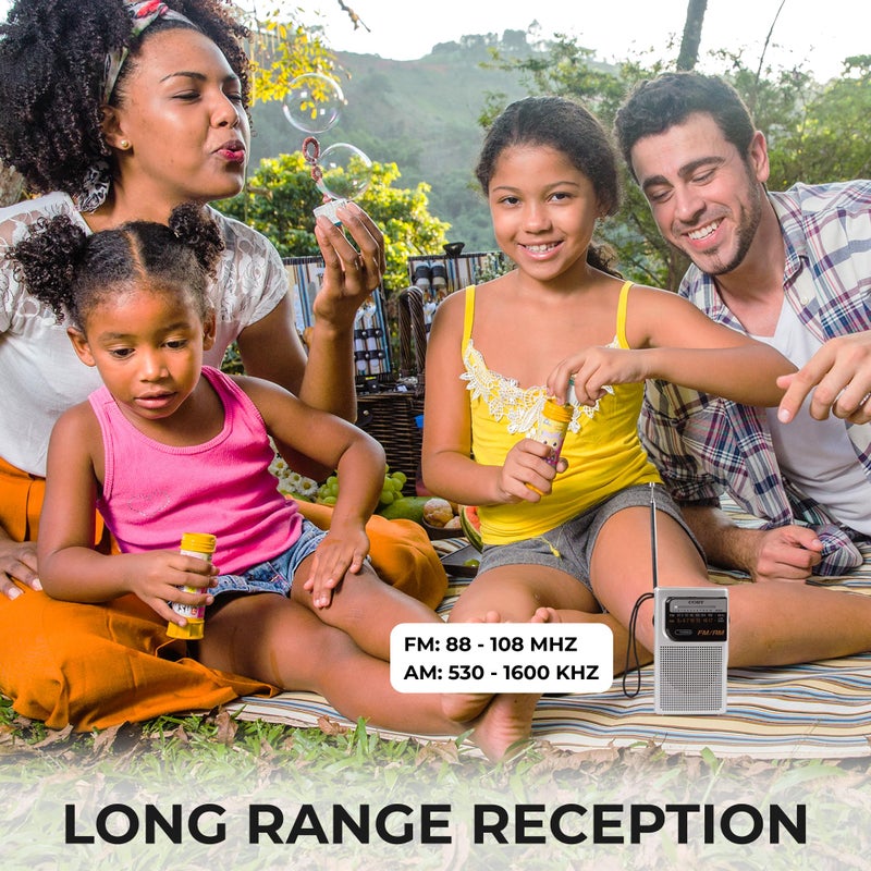 COBY راديو كوفي المحمول AM/FM - راديو جيب يعمل بالبطارية بتصميم رجعي مع مكبرات صوت قوية، بطارية طويلة الأمد 800 ساعة، استقبال واضح، جهاز ترانزستور للطوارئ والسفر للاستخدام في المنزل أو في الهواء الطلق - Image 4